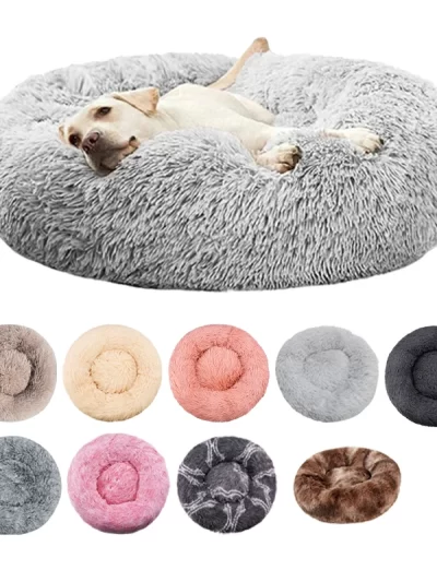 Round Dog Bed Winter Warm Cat Bed Plush Basket for Dog Washable Pet Bed for Small Medium Large Dog Sofa Cat